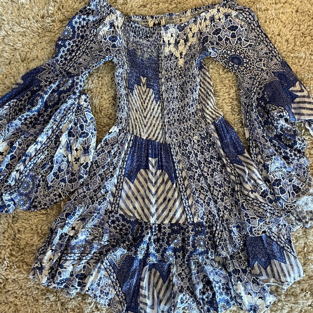 Jaase Women's Blue Pattern Mini Dress NWOT